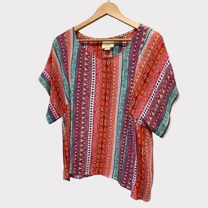 Maeve Anthropologie Milla Aztec Print Top